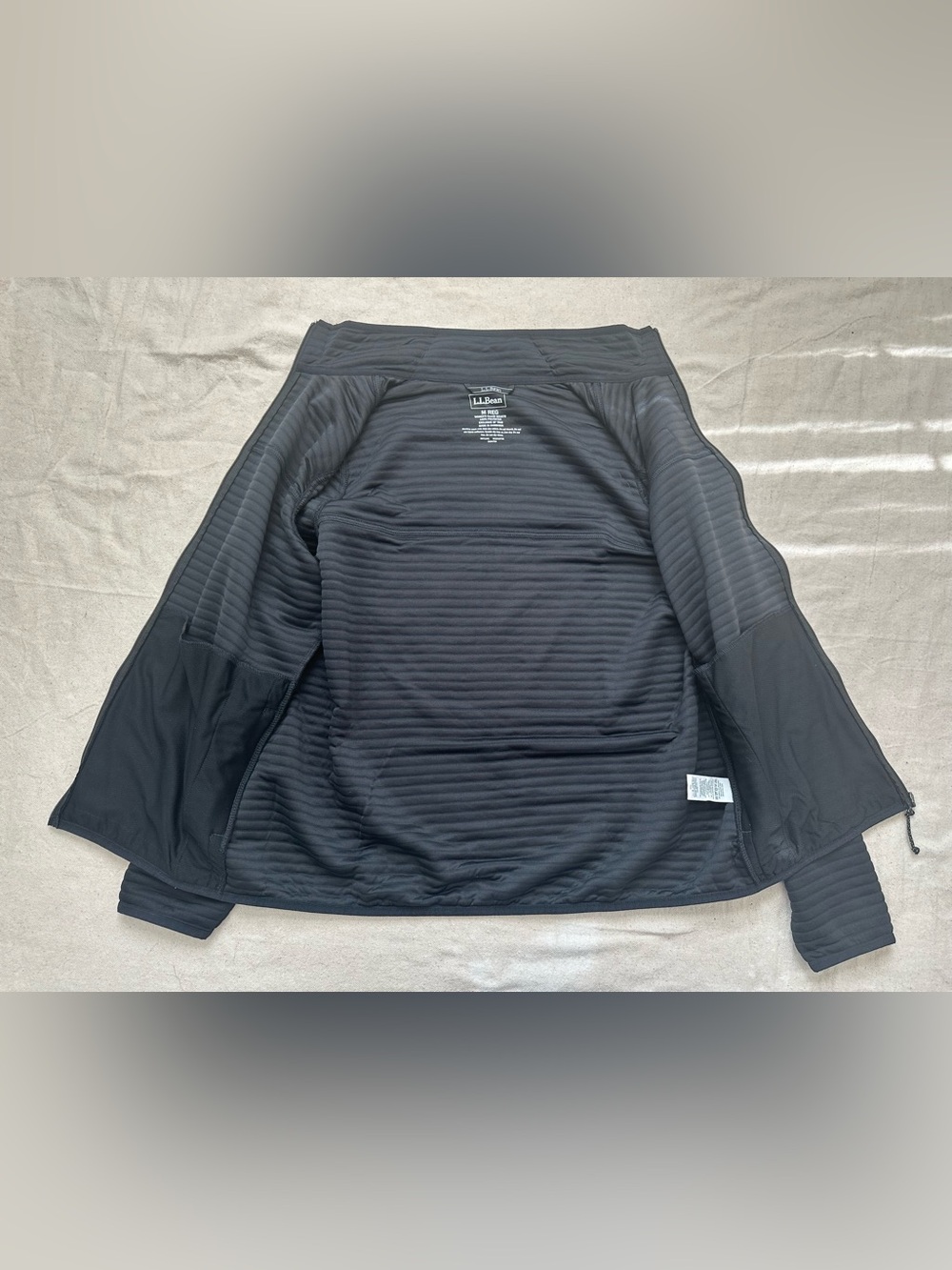 LL Bean Airlight Knit Full Zip Jacket Womens Medium Black Ribbed Fleece 521678 - Picture 9 of 9